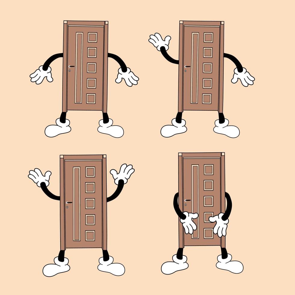 an illustration of a cartoon door drawing with a unique character that resembles a dance move vector