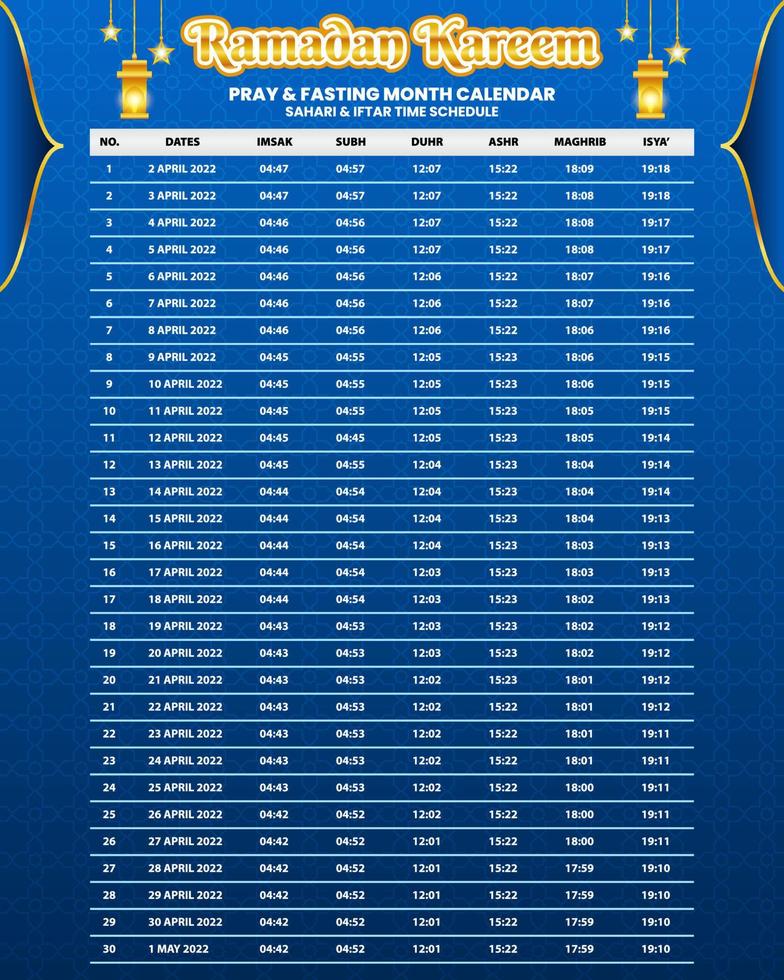 Template Ramadan Kareem Calendar vector