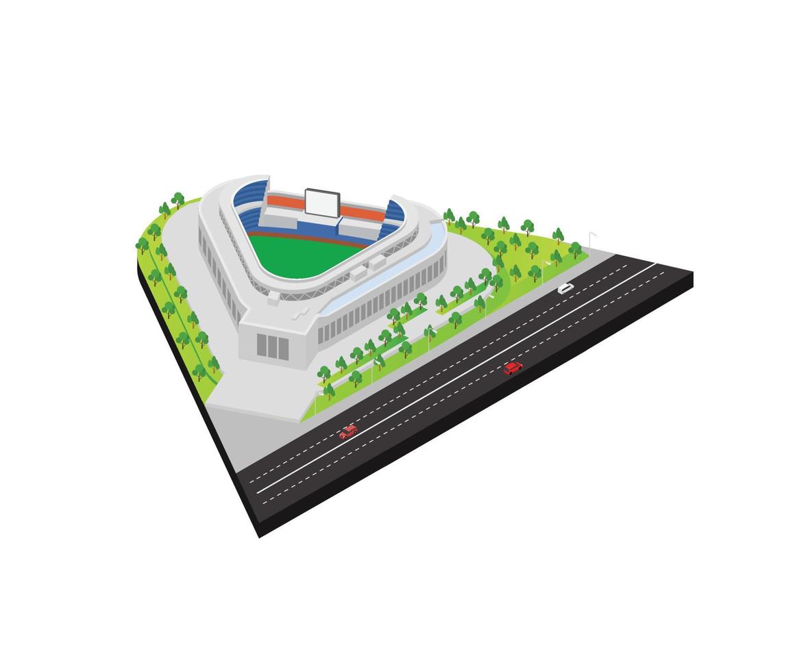 Isometric style illustration of a football stadium vector