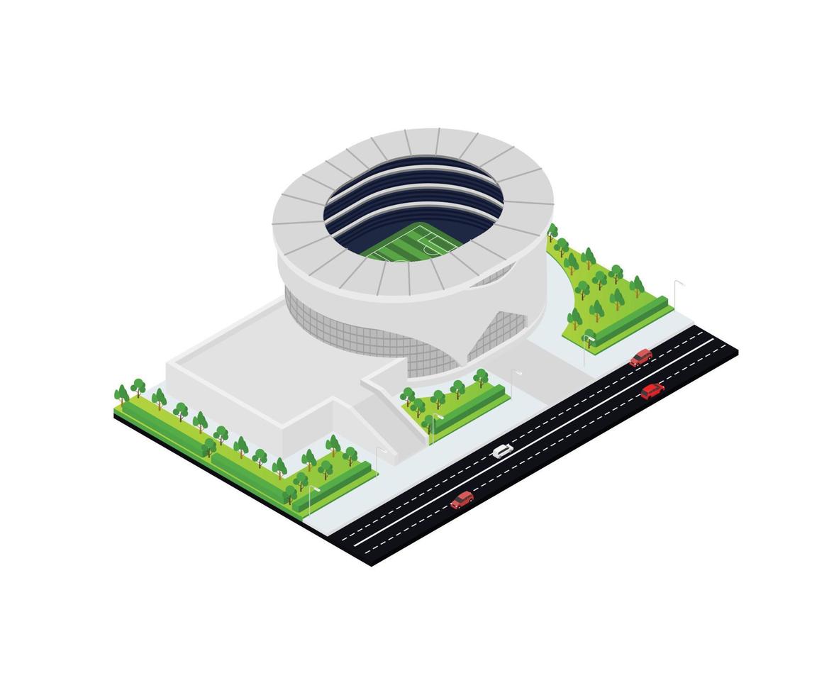 Isometric style illustration of a football stadium vector