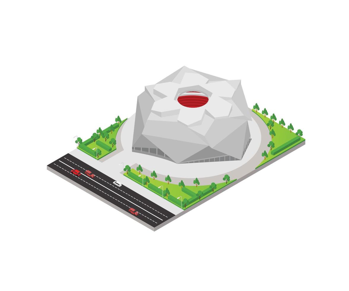 Isometric style illustration of a football stadium vector