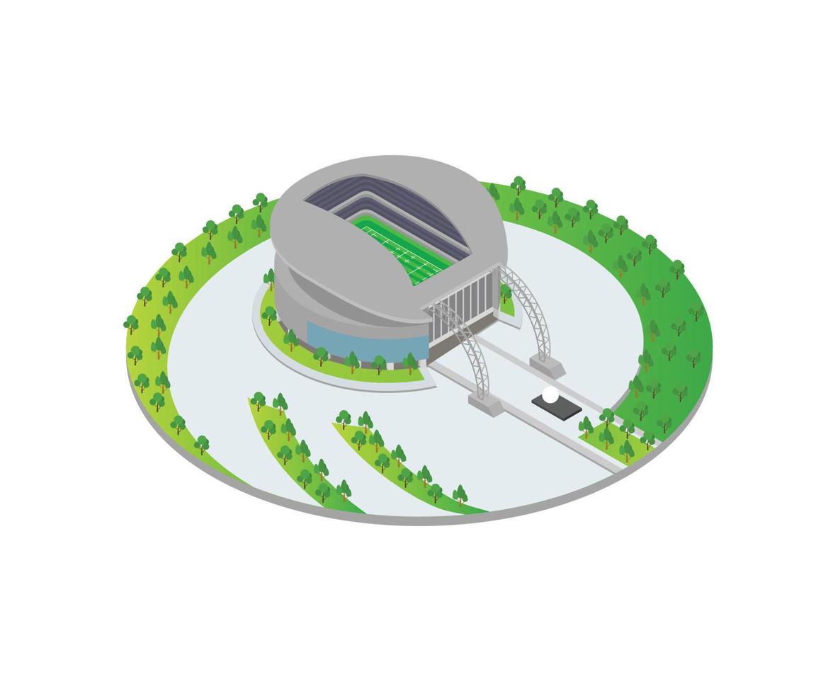 Isometric style illustration of a football stadium vector