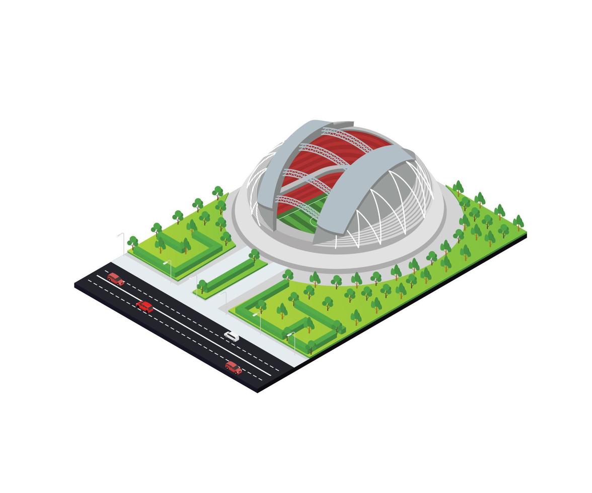 Isometric style illustration of a football stadium vector