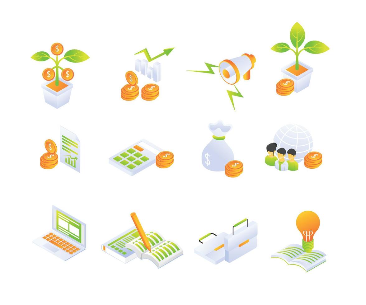 icon about financial business in isometric style vector