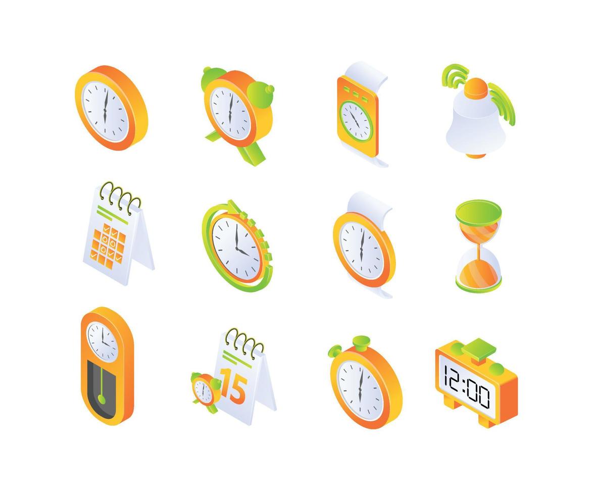 icon about clock and time in isometric style vector