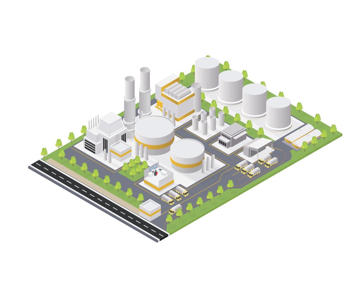 un vector del concepto de construcción de fábrica aislado sobre fondo blanco