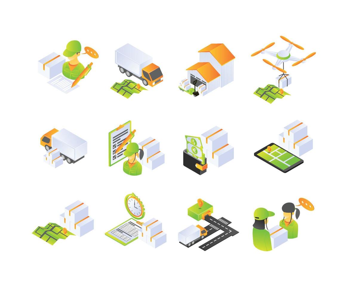 icon about delivery order in isometric style vector