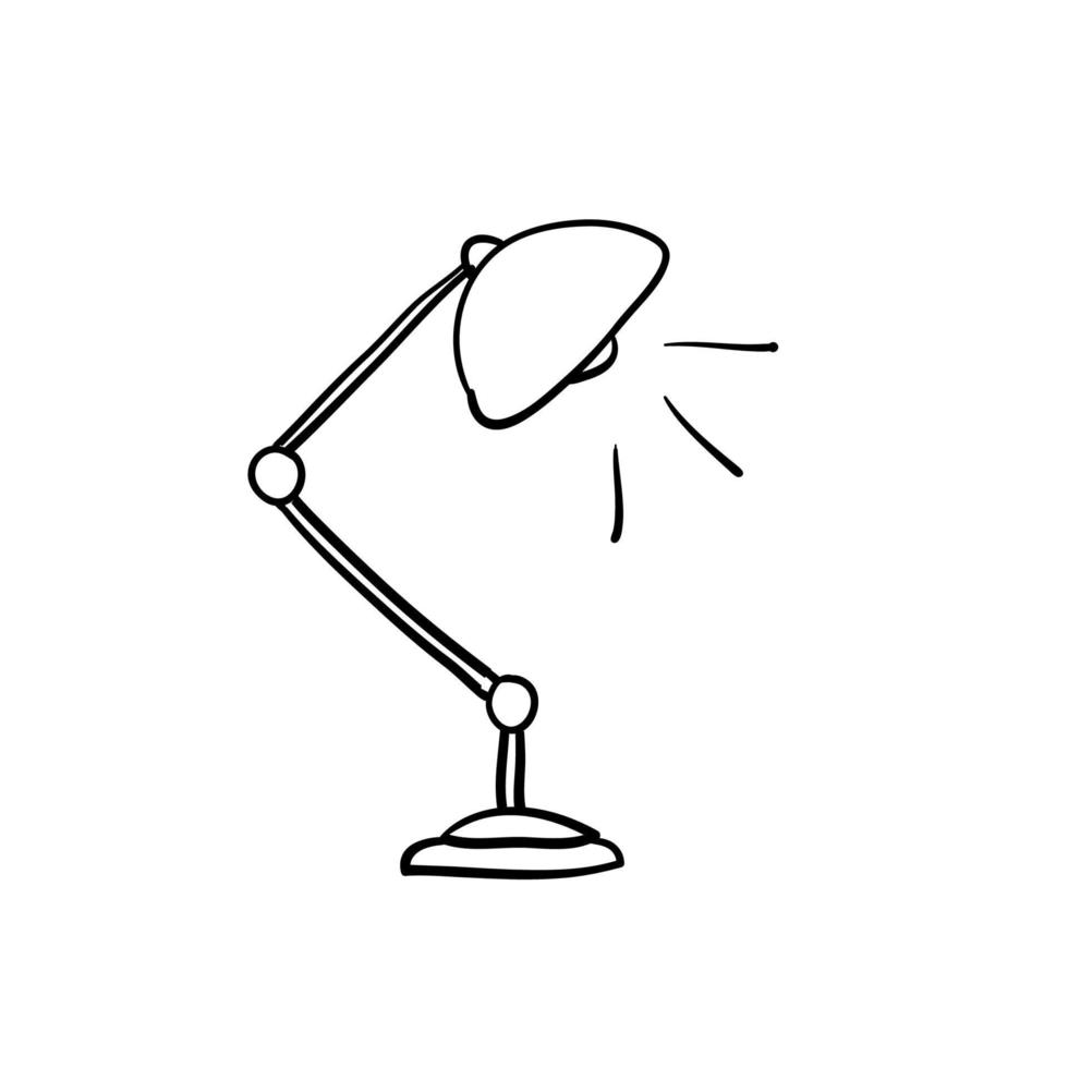 lámpara de mesa de oficina con vector de estilo de garabato dibujado a mano
