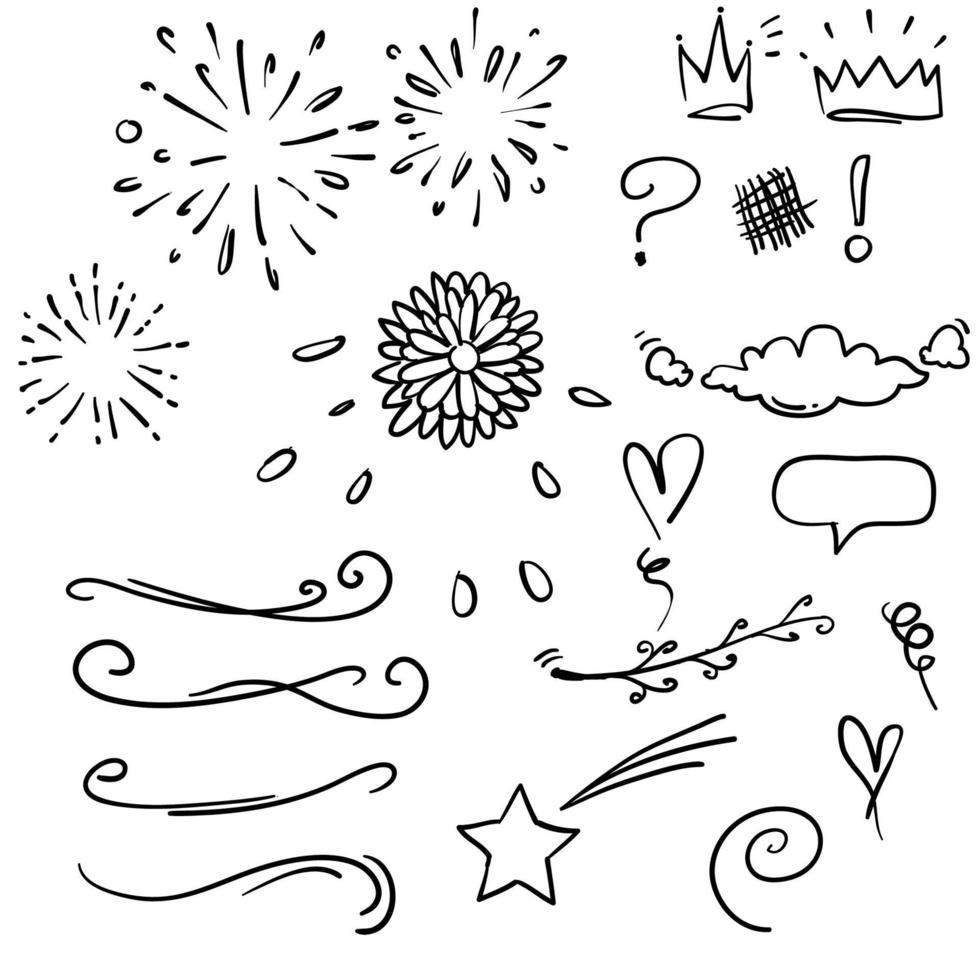 handdrawn doodle collection element set doodle vector