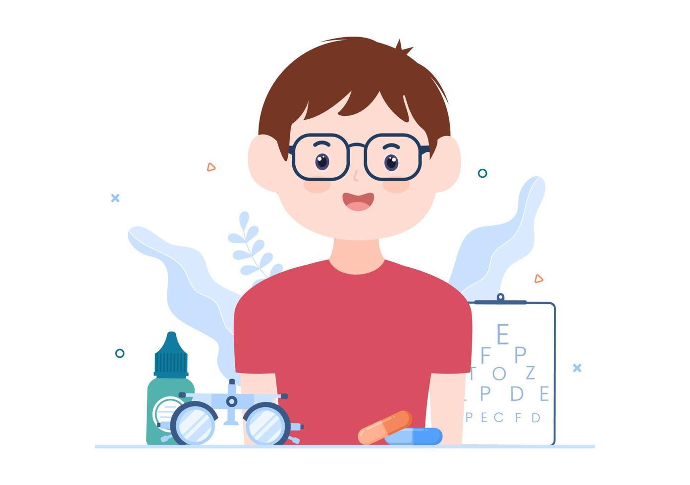 Ophthalmology of Checks Patient Sight, Optical Eyes Test, Spectacles Technology and Choosing Eyeglasses with Correction Lens in Flat Cartoon Illustration vector