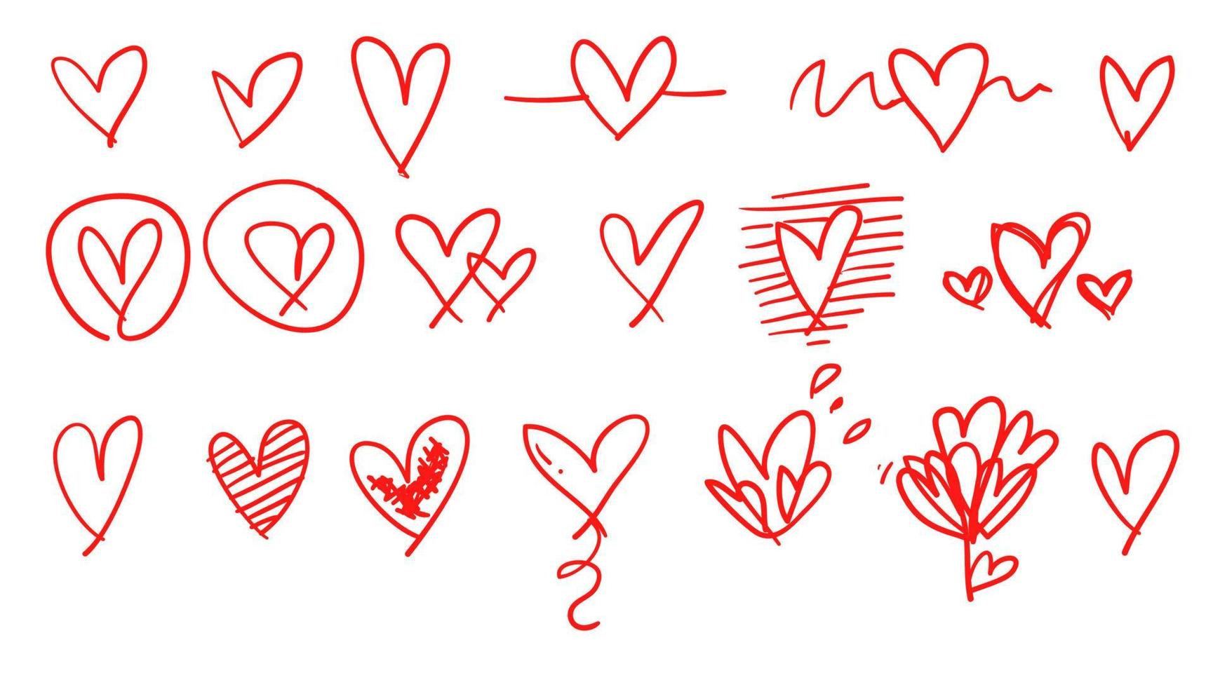 doodle heart love illustration collection vector