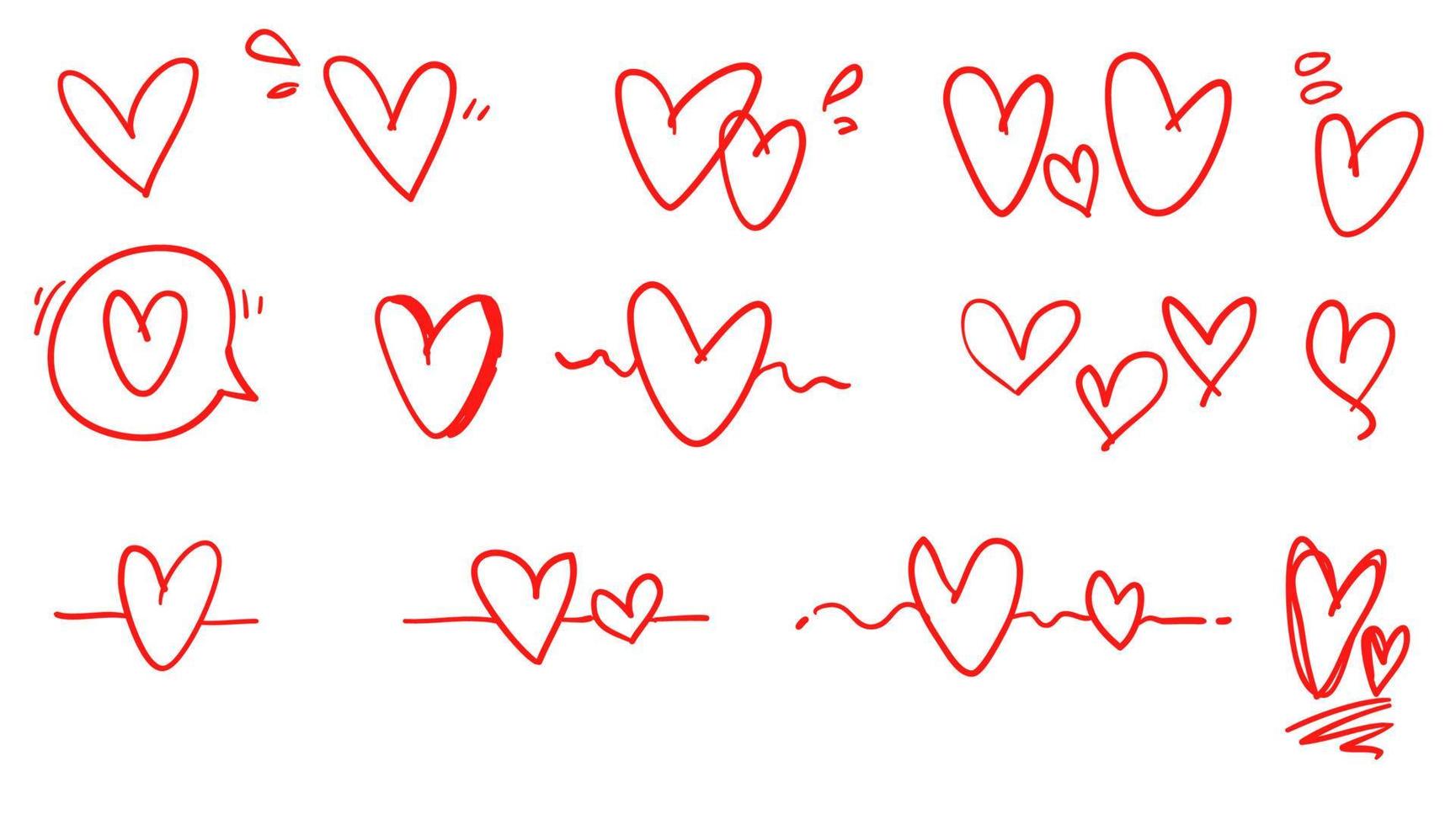 doodle heart love illustration collection vector