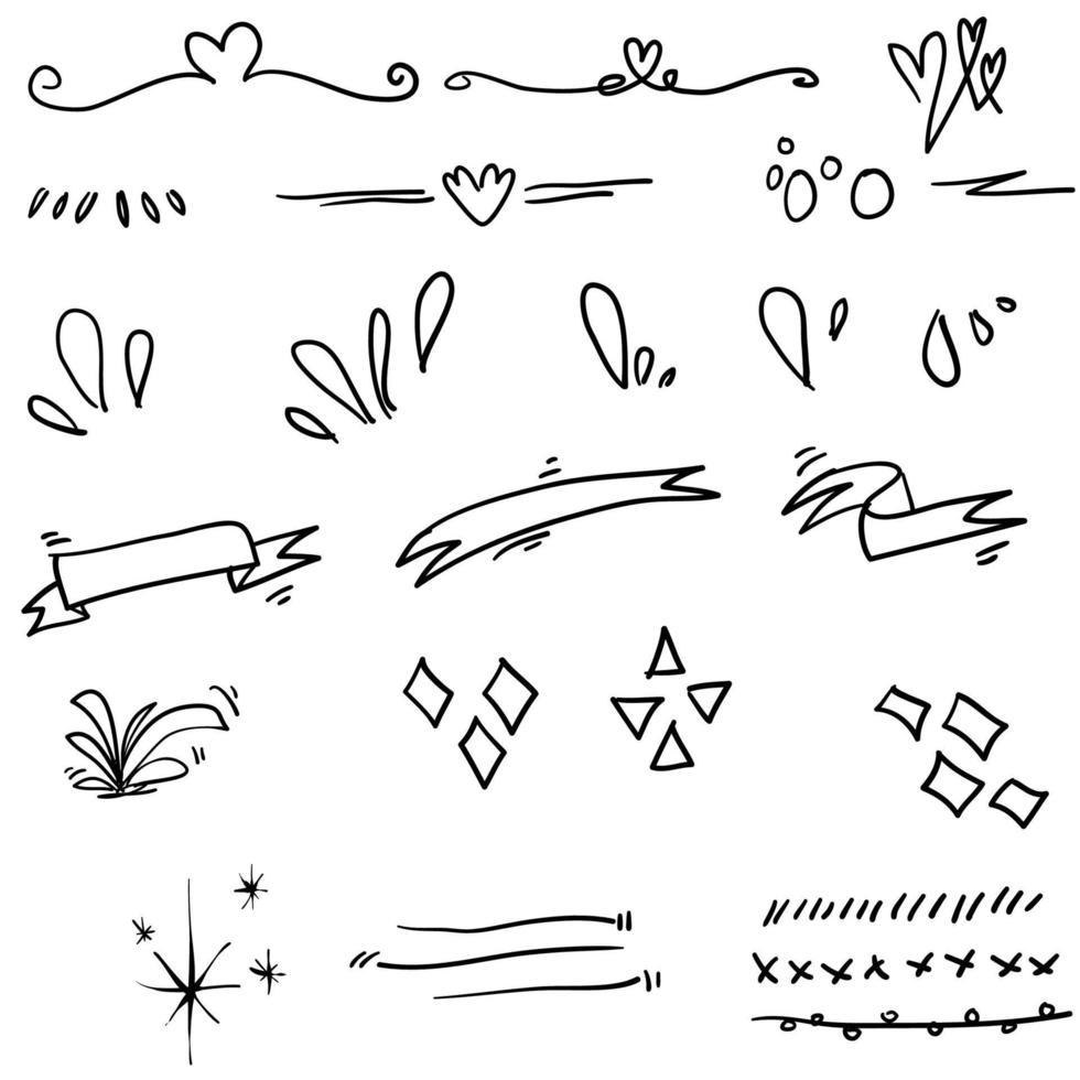 conjunto de elementos de doodle colección vector de estilo dibujado a mano