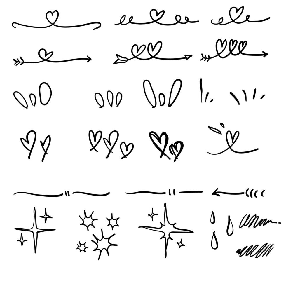 Set of doodle elements collection handdrawn style vector