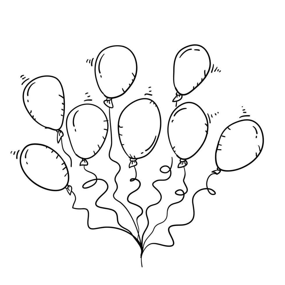 doodle balloon iluustration handrawn cartoon style vector