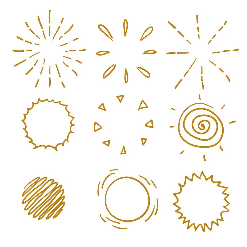 doodle sun illustration vector with handddrawn cartoon style