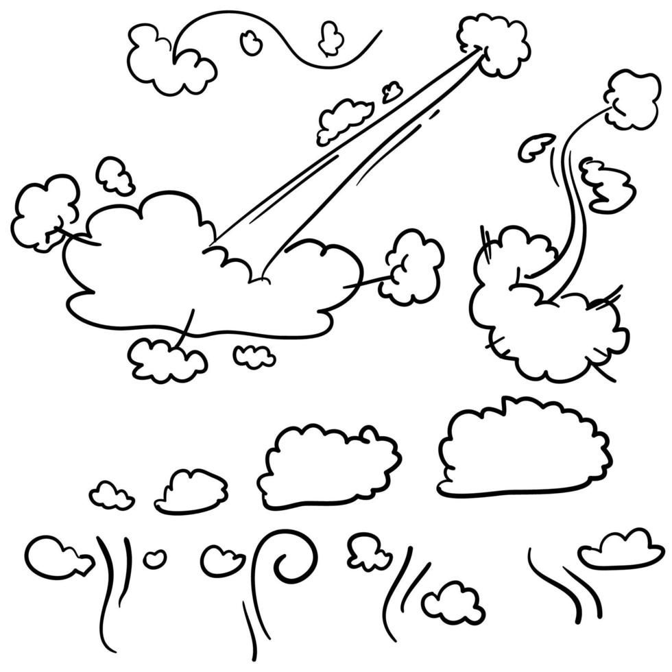 doodle rastro de humo ilustración vector estilo dibujado a mano