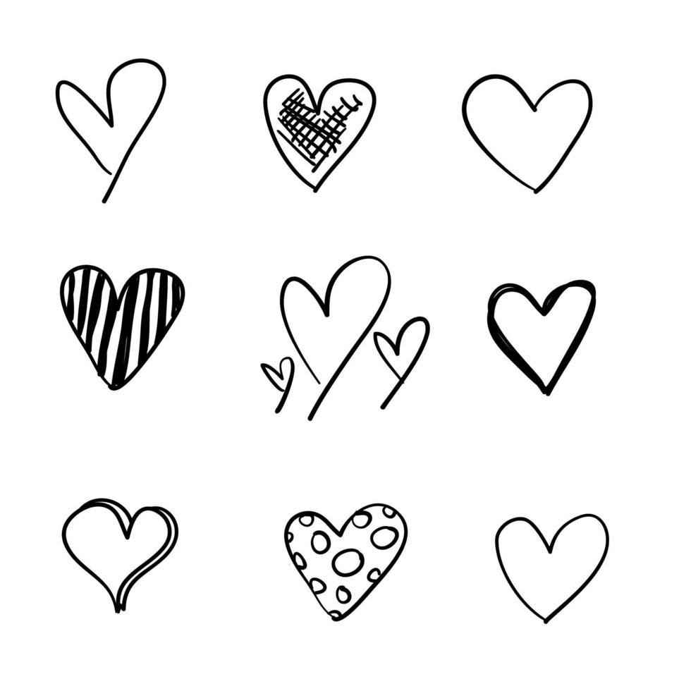 doodle heart love collection vector illustration