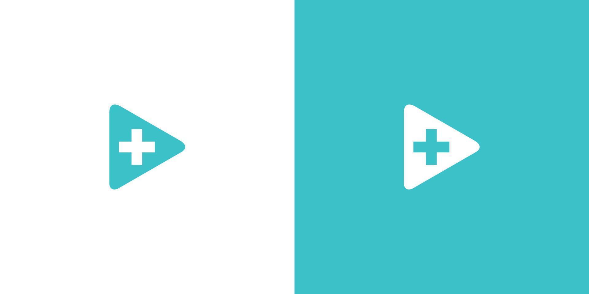 Health logo design combined with simple and modern play icons vector