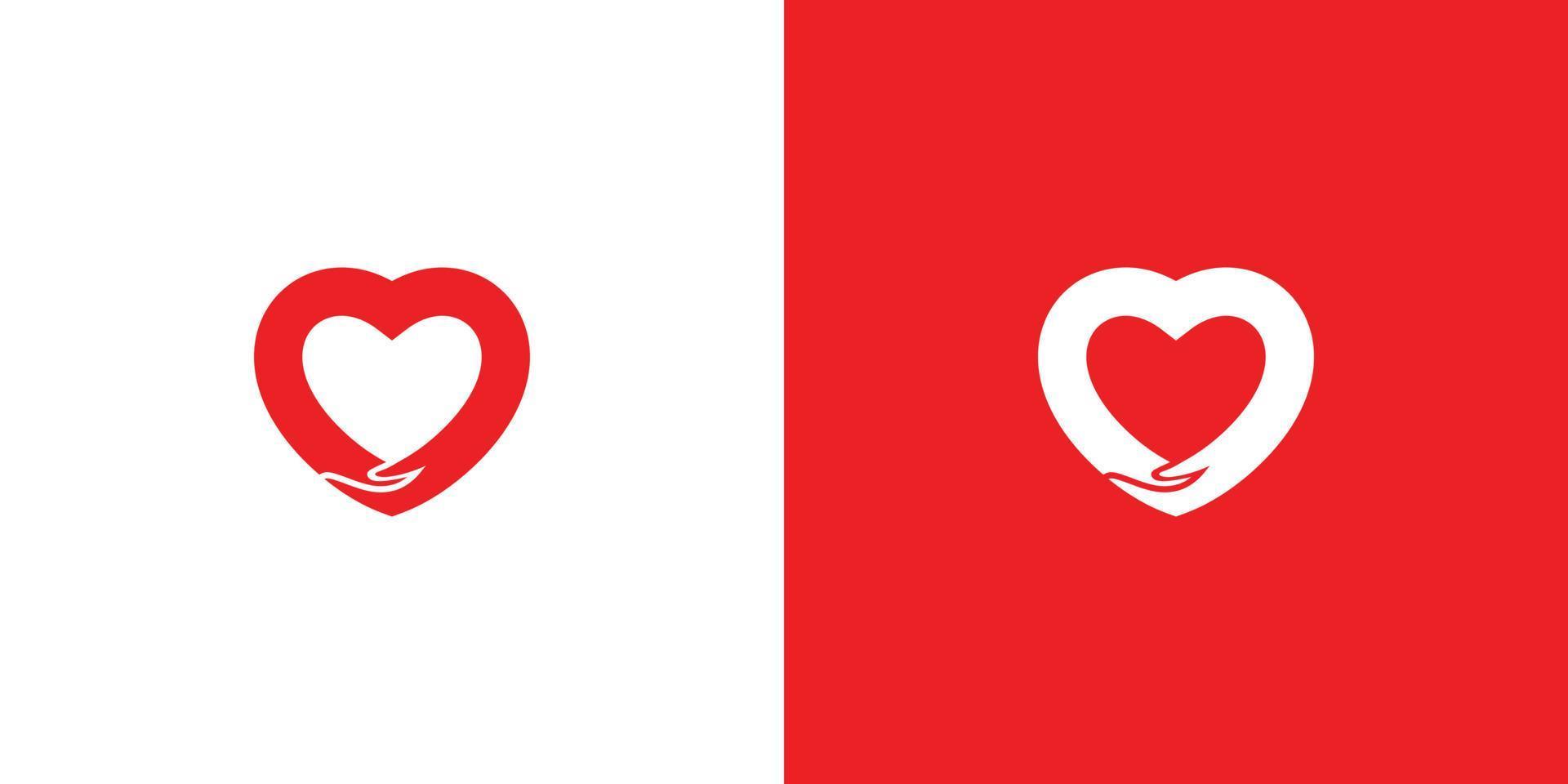 diseño de logotipo de corazón de combinación de mano simple y moderno 1 vector