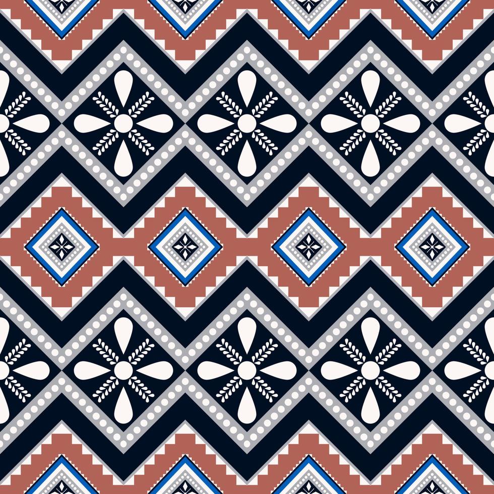 Ethnic morocco color style geometric flower shape seamless pattern background. Use for fabric, textile, interior decoration elements, upholstery, wrapping. vector