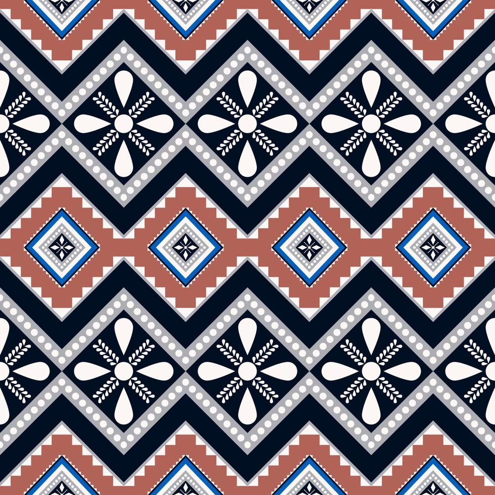 Fondo de patrón sin costuras con forma de flor geométrica de estilo de color marroquí étnico. uso para telas, textiles, elementos de decoración de interiores, tapicería, envoltura. vector