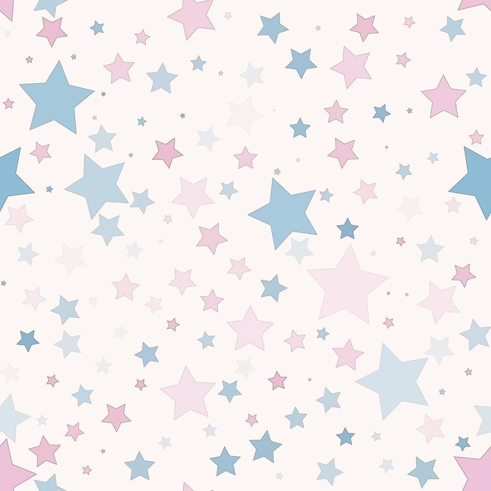 estrella geométrica aleatoria femenino azul rosa color sin costuras patrón de fondo. moda infantil moderna. uso para tela, textil, cubierta, tapicería, elementos de decoración de interiores, envoltura. vector