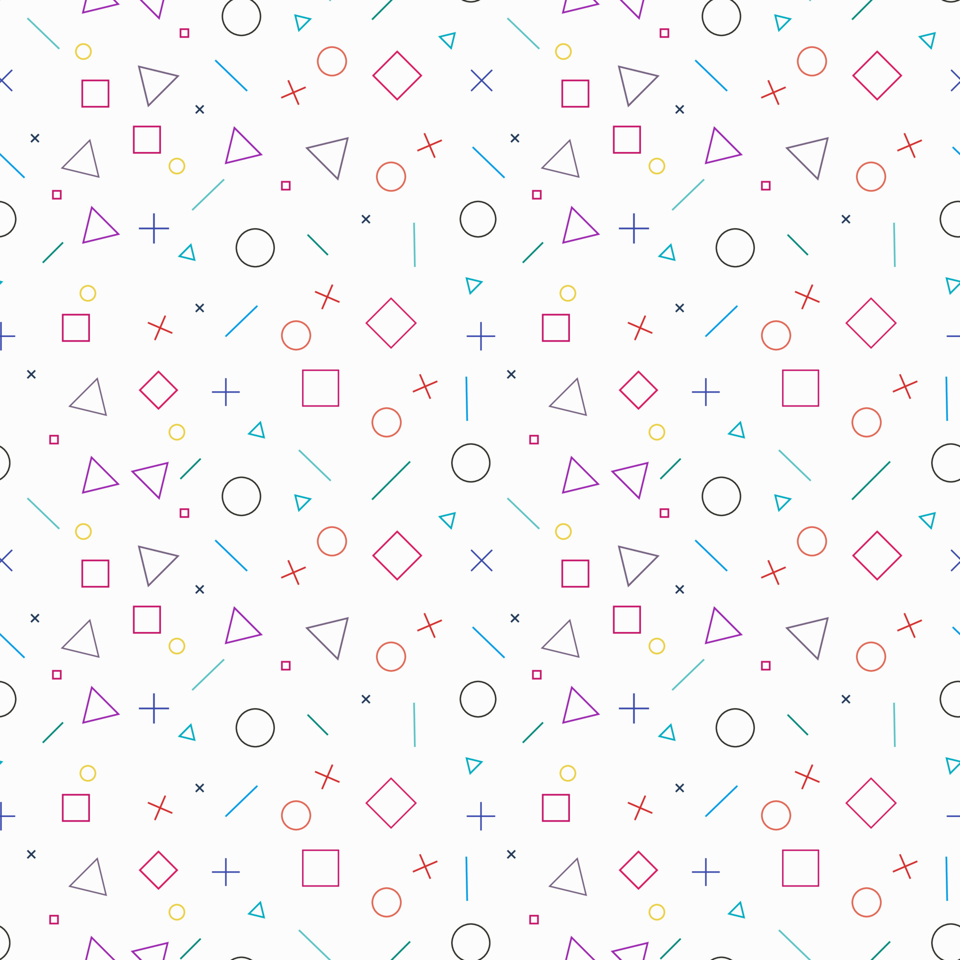 Abstract colorful geometric shapes seamless pattern on white background ...
