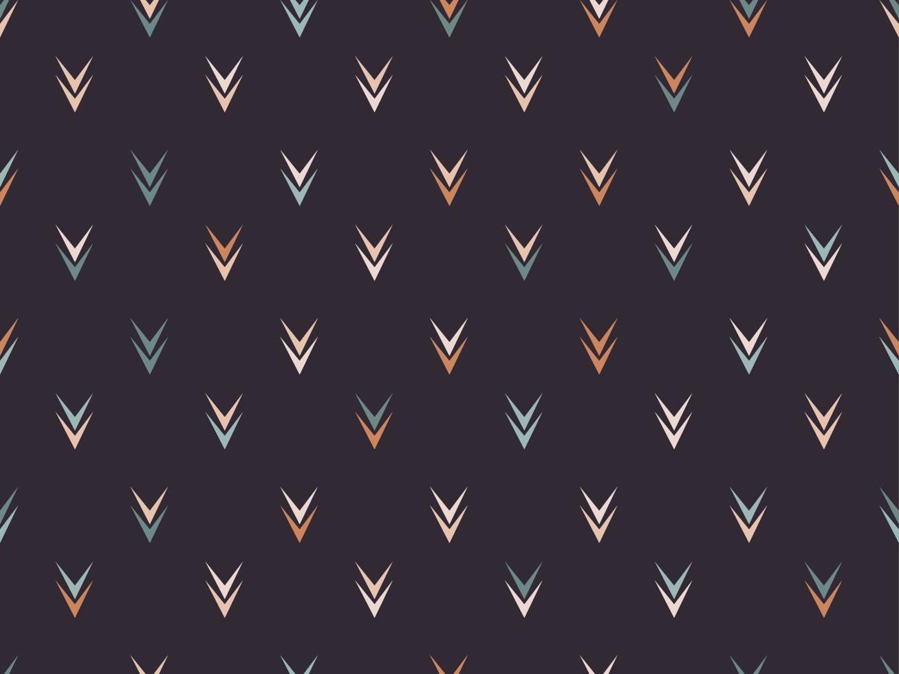 Random colorful small double triangle arrow shape seamless pattern on black background. Simple and minimal design. Use for fabric, textile, interior decoration elements, upholstery, wrapping. vector