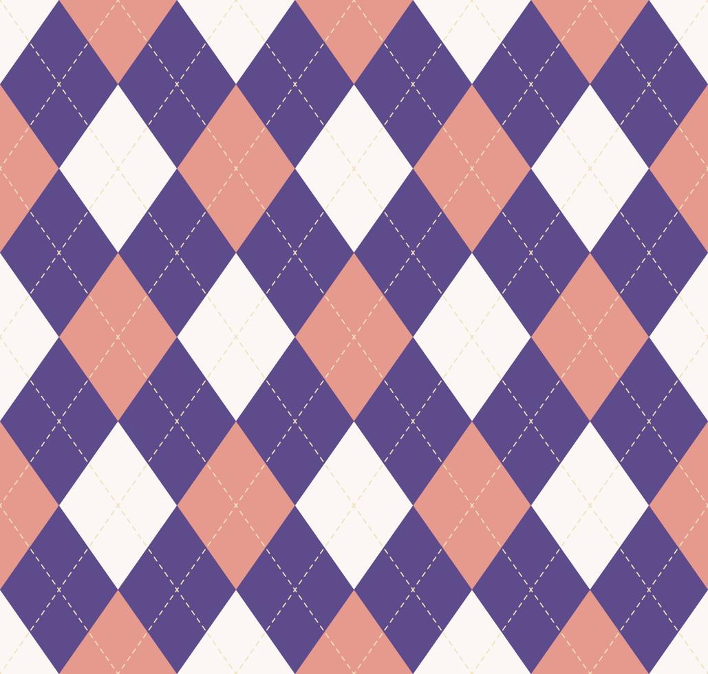 Argyle plaid checkered seamless pattern purple pink color background. Use for fabric, textile, interior decoration elements, upholstery, wrapping. vector