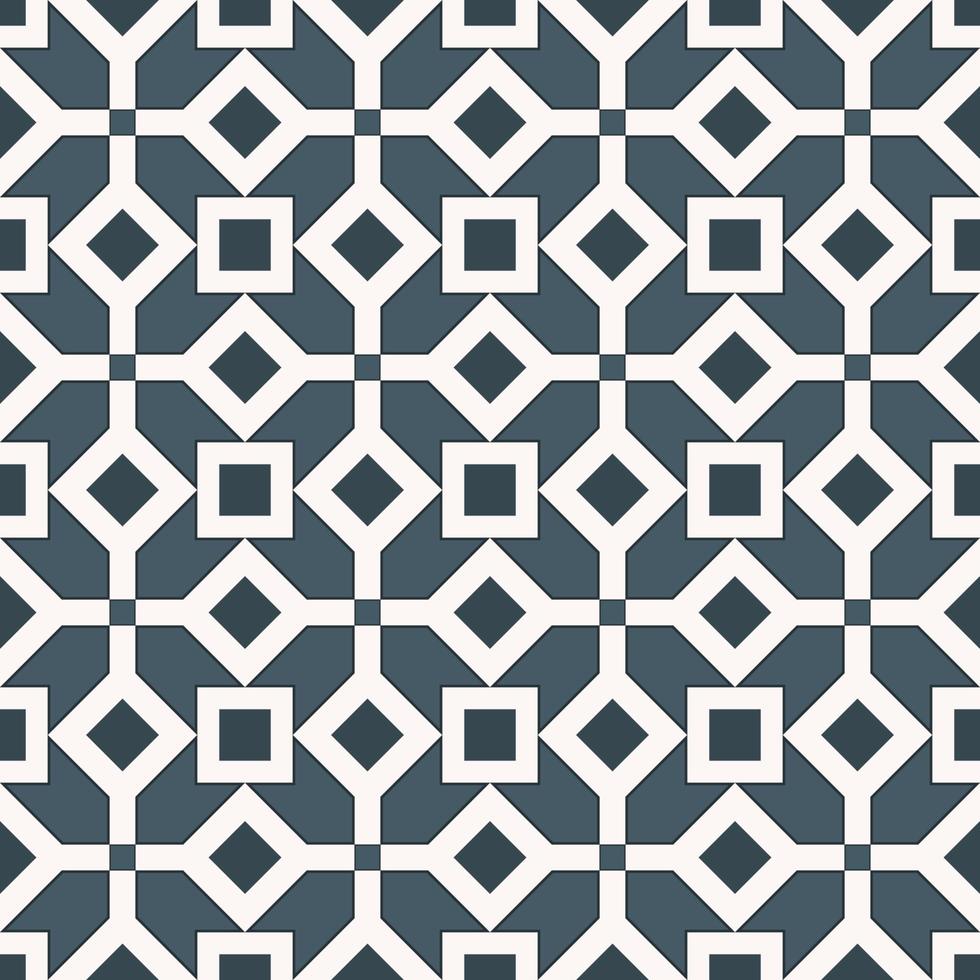 Abstract geometric square grid seamless background. Sino-Portuguese or Peranakan blue-grey color pattern design. Use for fabric, textile, inerior decoration elements, upholstery, wrapping. vector