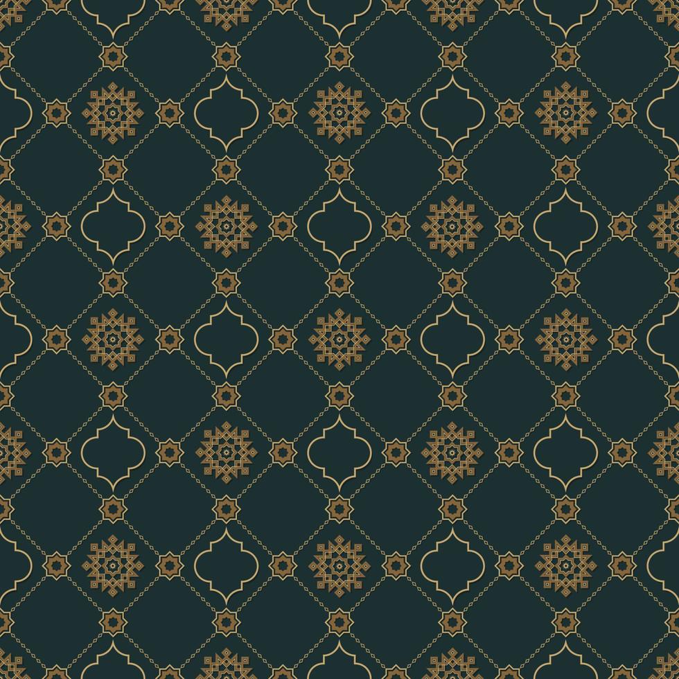 Islamic geometric star and quatrefoil shape grid seamless pattern contemporary color background. Batik sarong pattern. Use for fabric, textile, cover, interior decoration elements, wrapping. vector