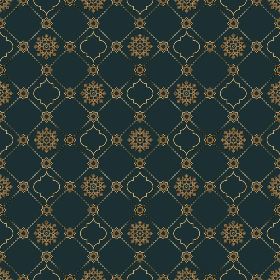 Islamic geometric star and quatrefoil shape grid seamless pattern contemporary color background. Batik sarong pattern. Use for fabric, textile, cover, interior decoration elements, wrapping. vector