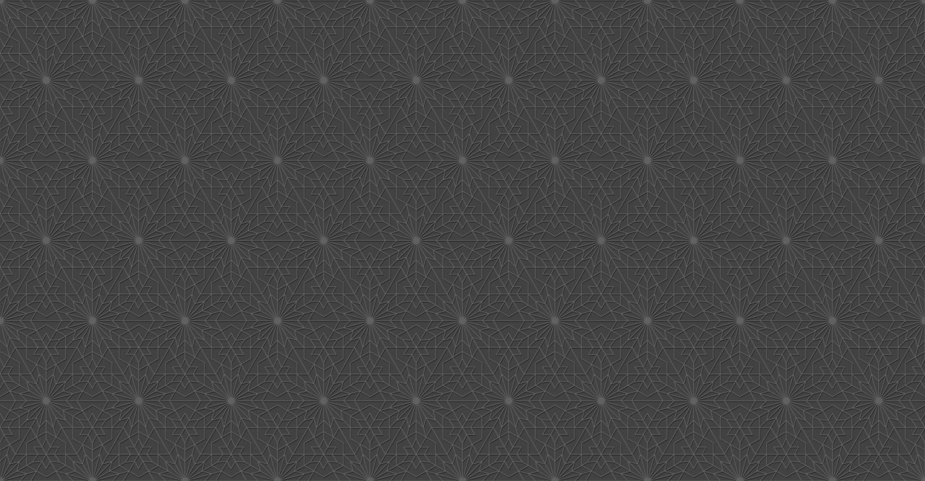 Islamic persian star hexagon small line geometric traditional motif seamless pattern on grey monochrome color background. vector