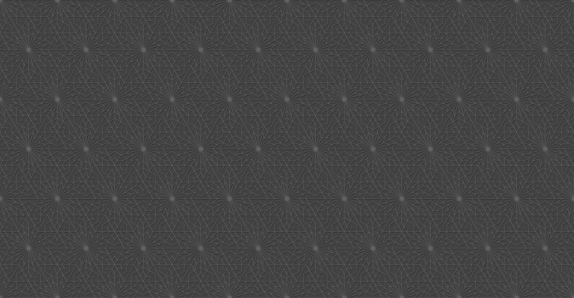 Islamic persian star hexagon small line geometric traditional motif seamless pattern on grey monochrome color background. vector