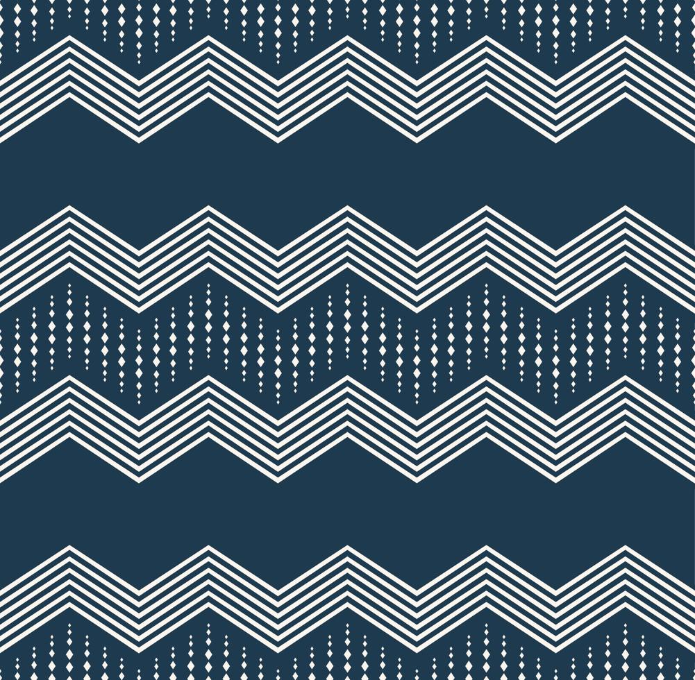 étnico tribal simple geométrico zig zag línea borde forma patrón sin costuras color azul fondo. uso para telas, textiles, elementos de decoración de interiores, tapicería, envoltura. vector
