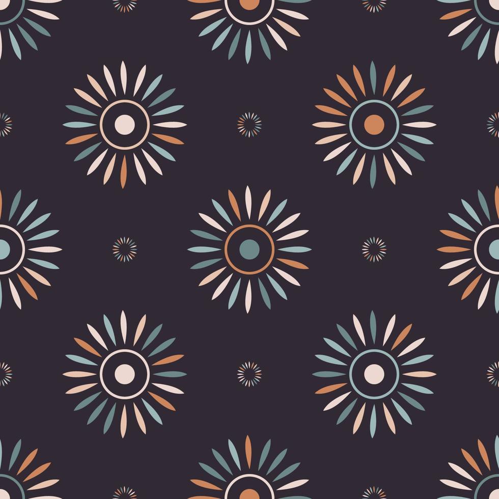 diseño de color aleatorio africano tribal étnico moderno forma de flor geométrica fondo de patrón sin costuras. uso para telas, textiles, elementos de decoración de interiores, tapicería, envoltura. vector