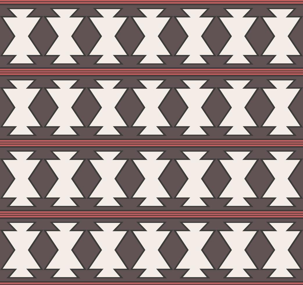 blanco nativo azteca y línea de borde forma fondo sin costuras. diseño de patrón simple de color marrón oscuro tribal étnico. uso para telas, textiles, elementos de decoración de interiores, tapicería, envoltura. vector