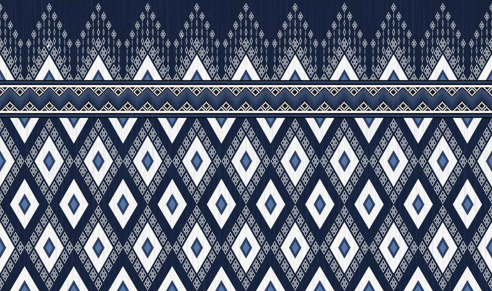 Ikat geometric shape seamless pattern with blue texture background. Use for fabric, textile, decoration elements. vector