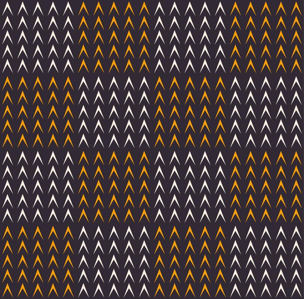 White-yellow small triangle arrow shape in square grid seamless pattern on black background. Use for fabric, textile, interior decoration elements, upholstery, wrapping. vector