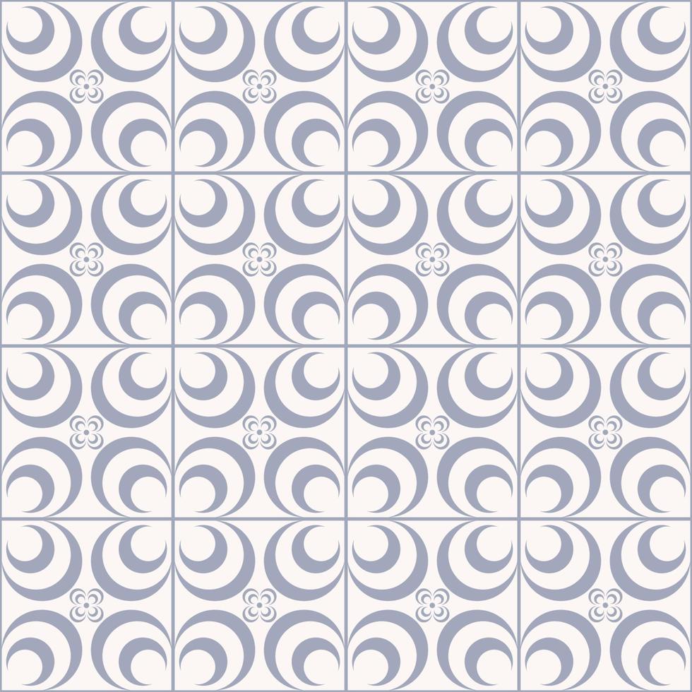 cuadrícula geométrica cuadrada blanco-azul gris color sino-portugués o peranakan azulejo sin costuras patrón de fondo. Uso para elementos arquitectónicos y de decoración de interiores. vector