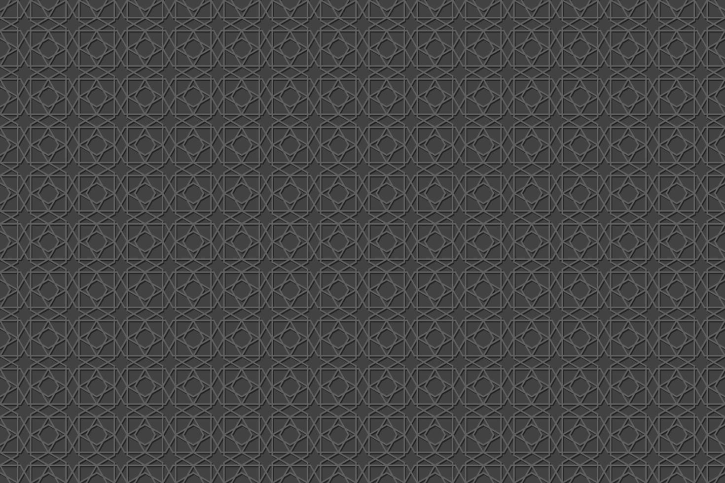 Islamic persian grid square star geometric traditional motif seamless pattern on grey monochrome color background. vector