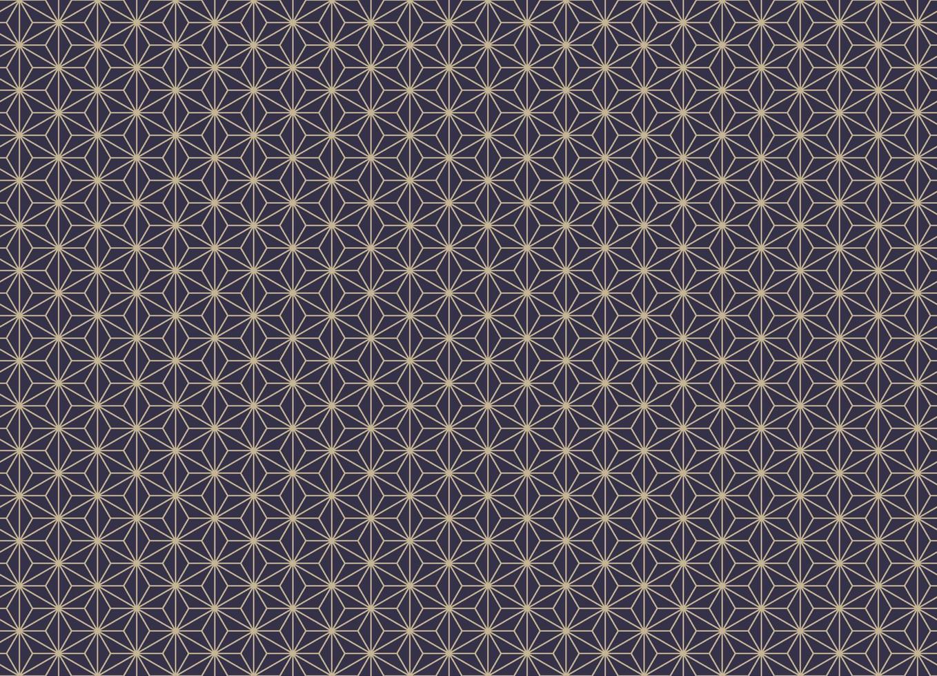 Isometric geometry line grid on dark blue seamless background. Japanese asanoha pattern contemporary color design. Use for fabric, textile, interior decoration elements, upholstery, wrapping. vector