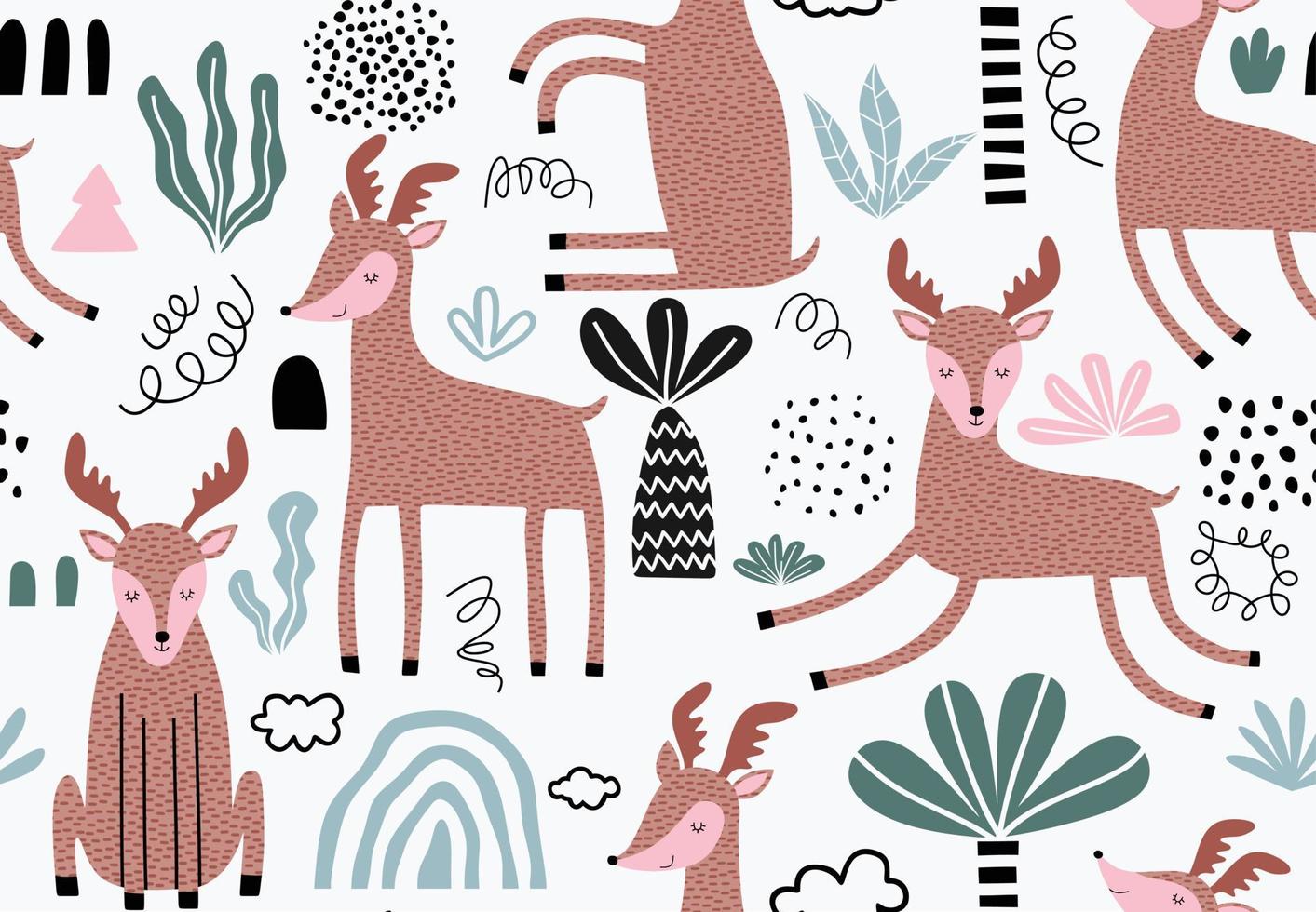 seamless deer pattern. vector illustration