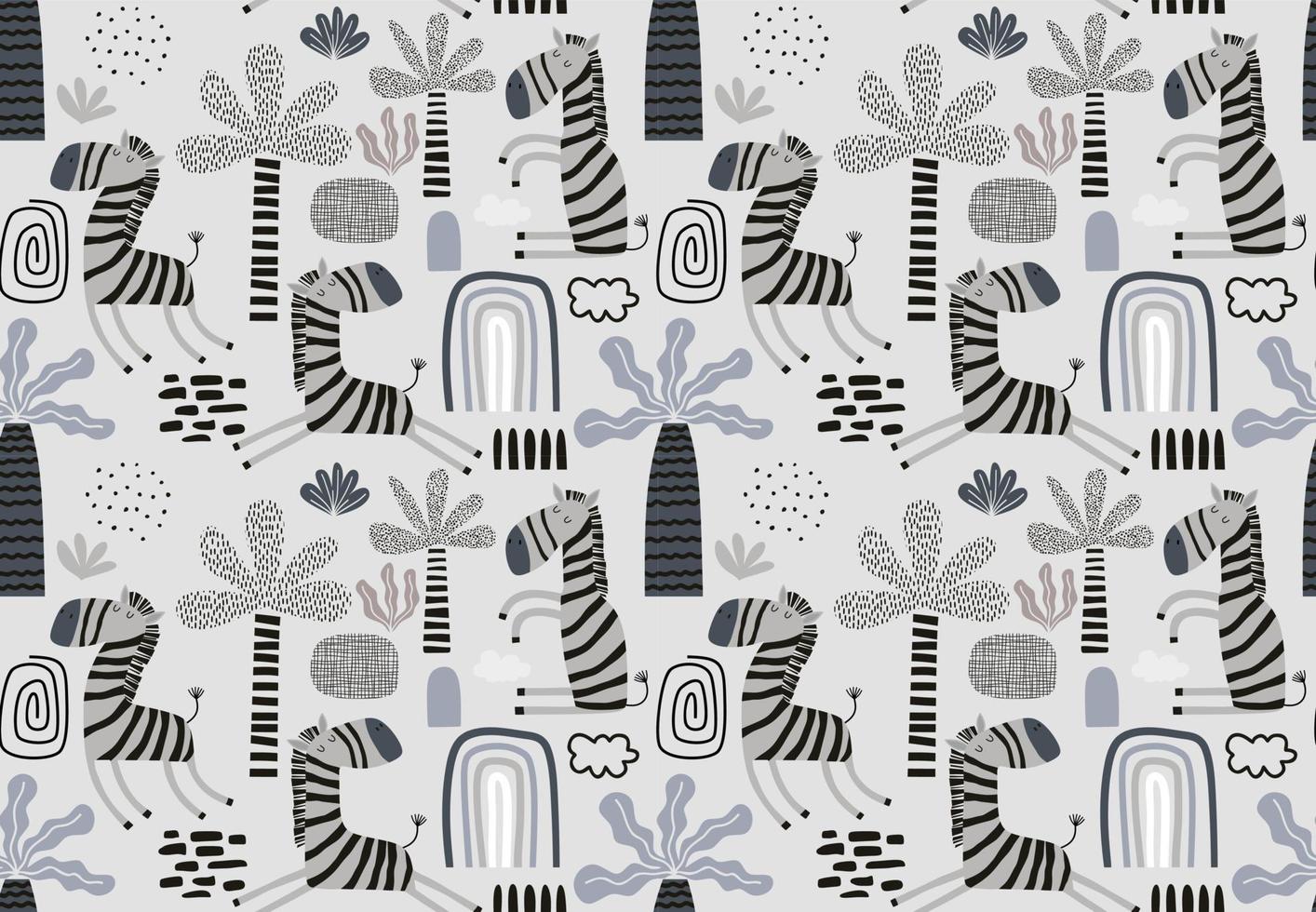 Childish seamless pattern with cute zebras vector