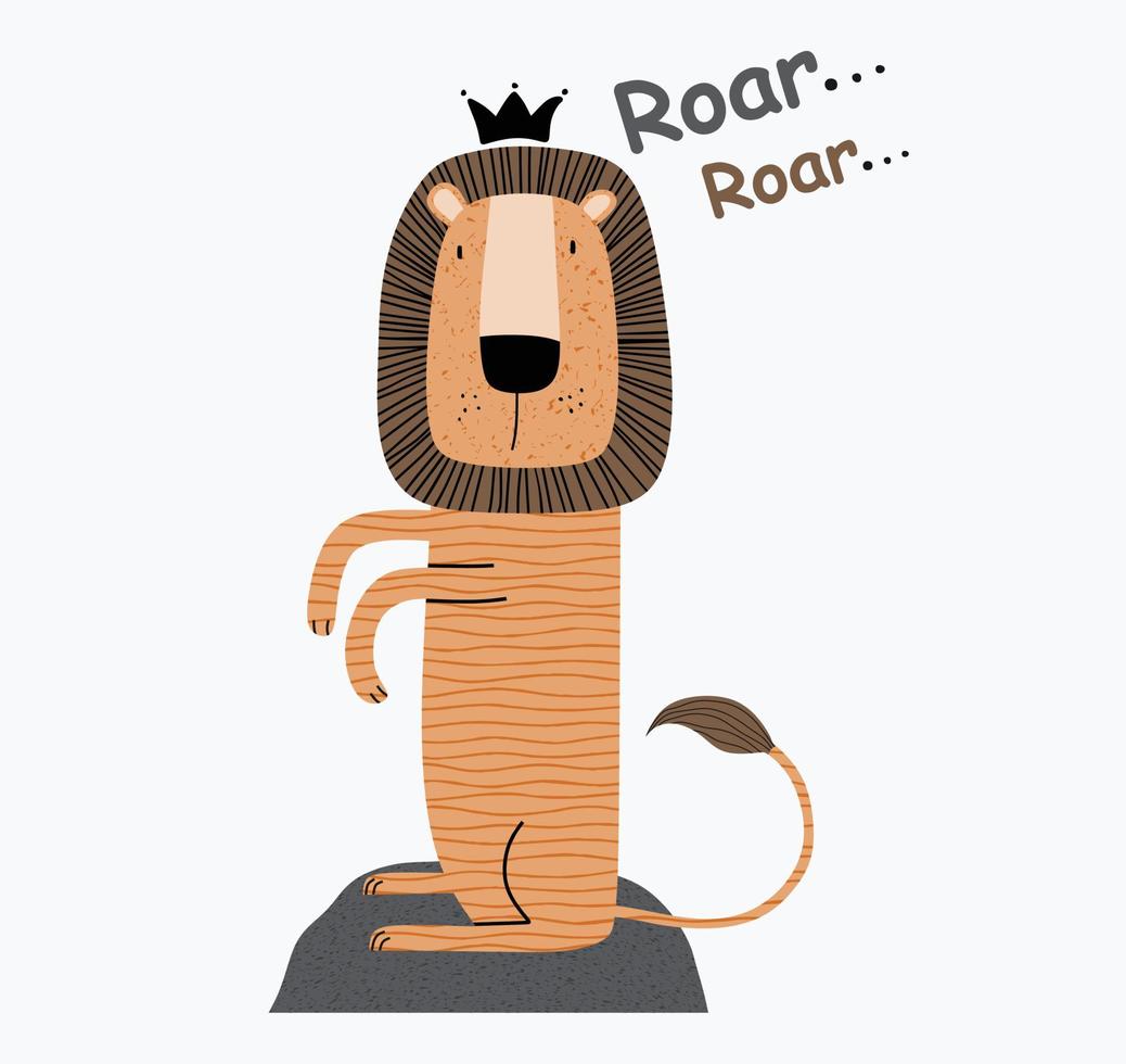 a cute funny lion in a crown. vector