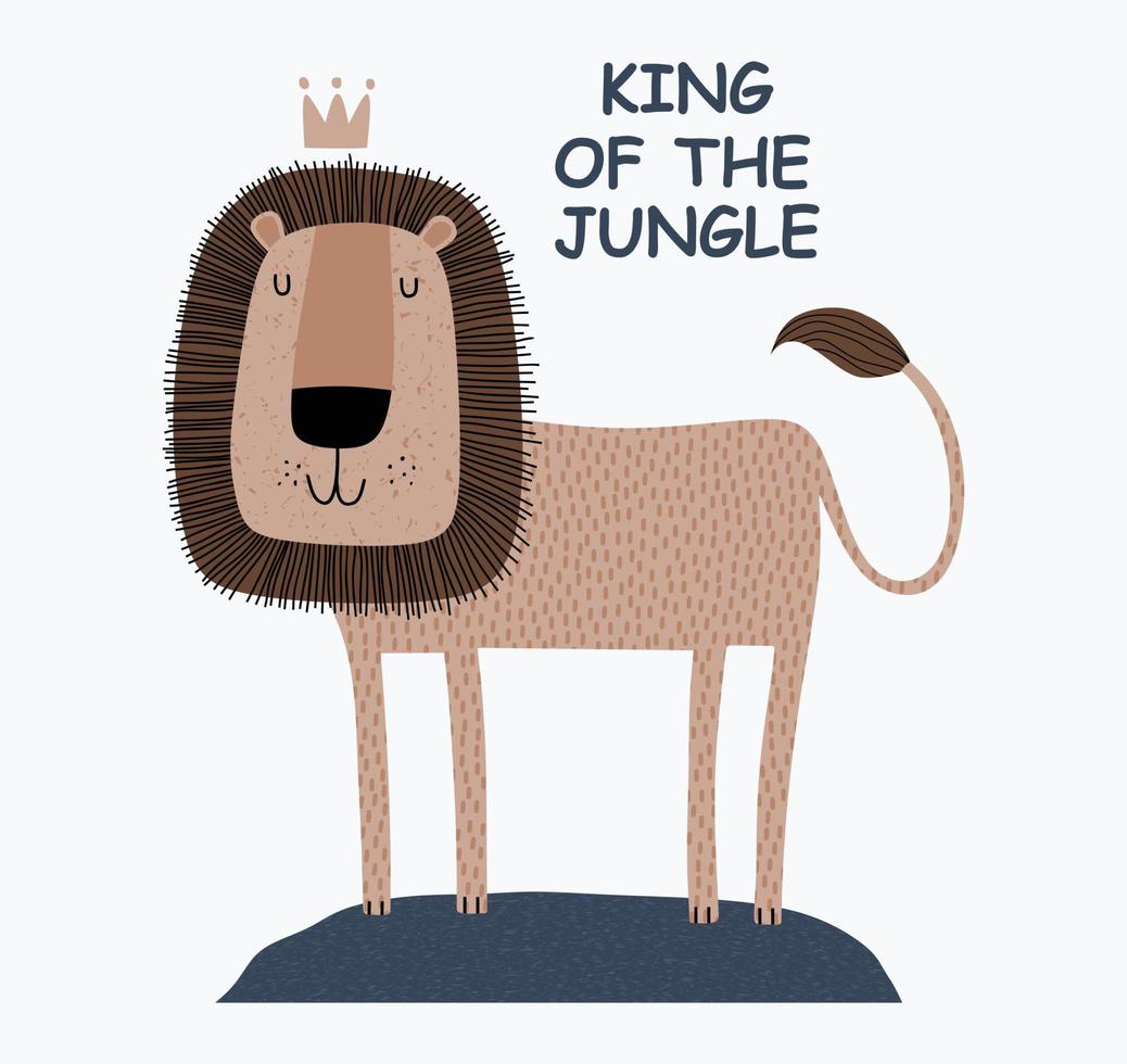 a cute funny lion in a crown. vector