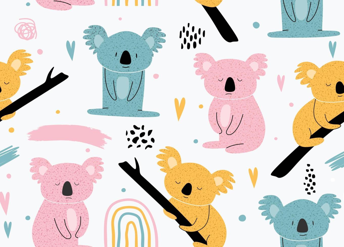 Seamless pattern with cute koala. vector