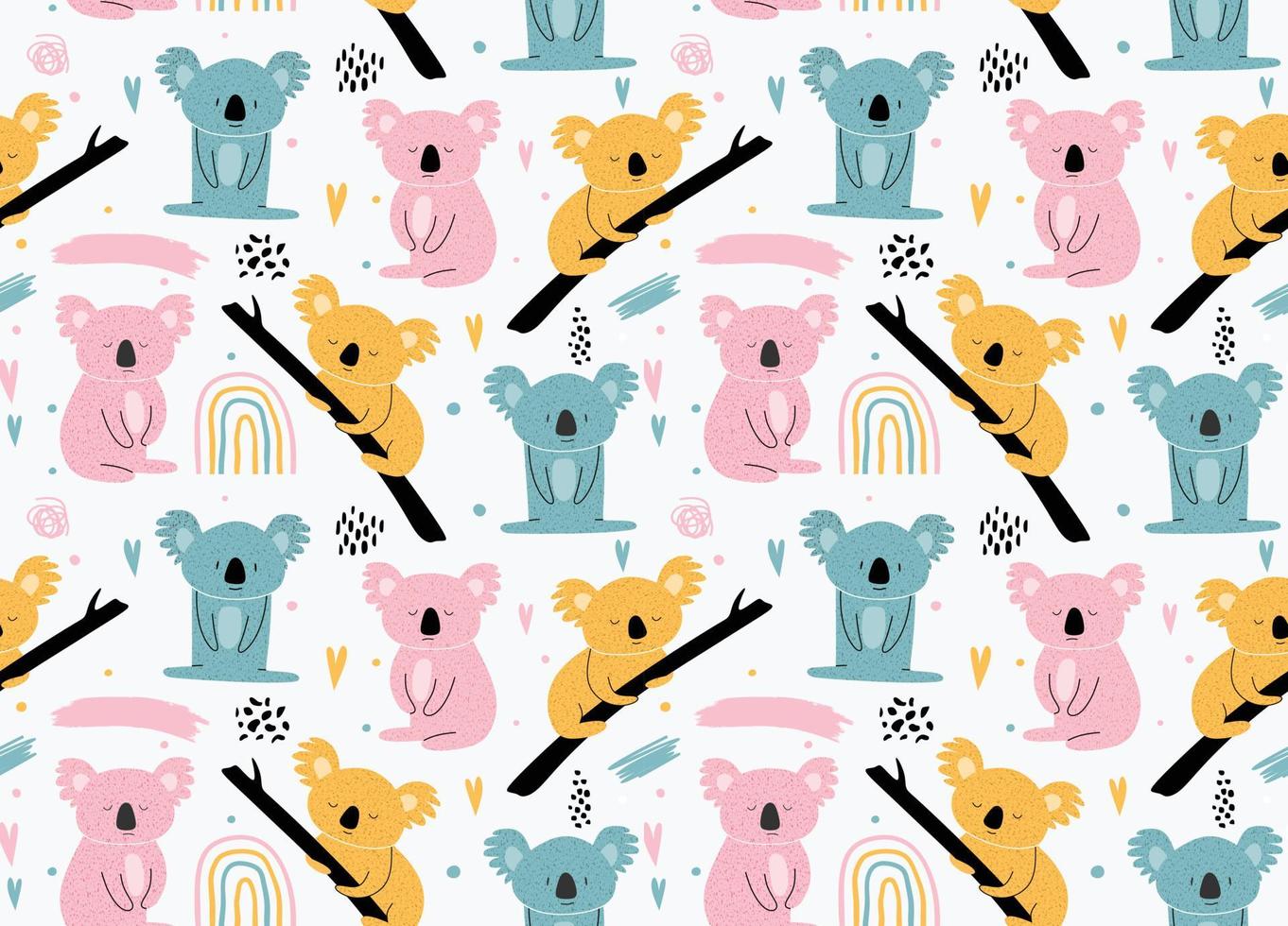 Seamless pattern with cute koala. vector