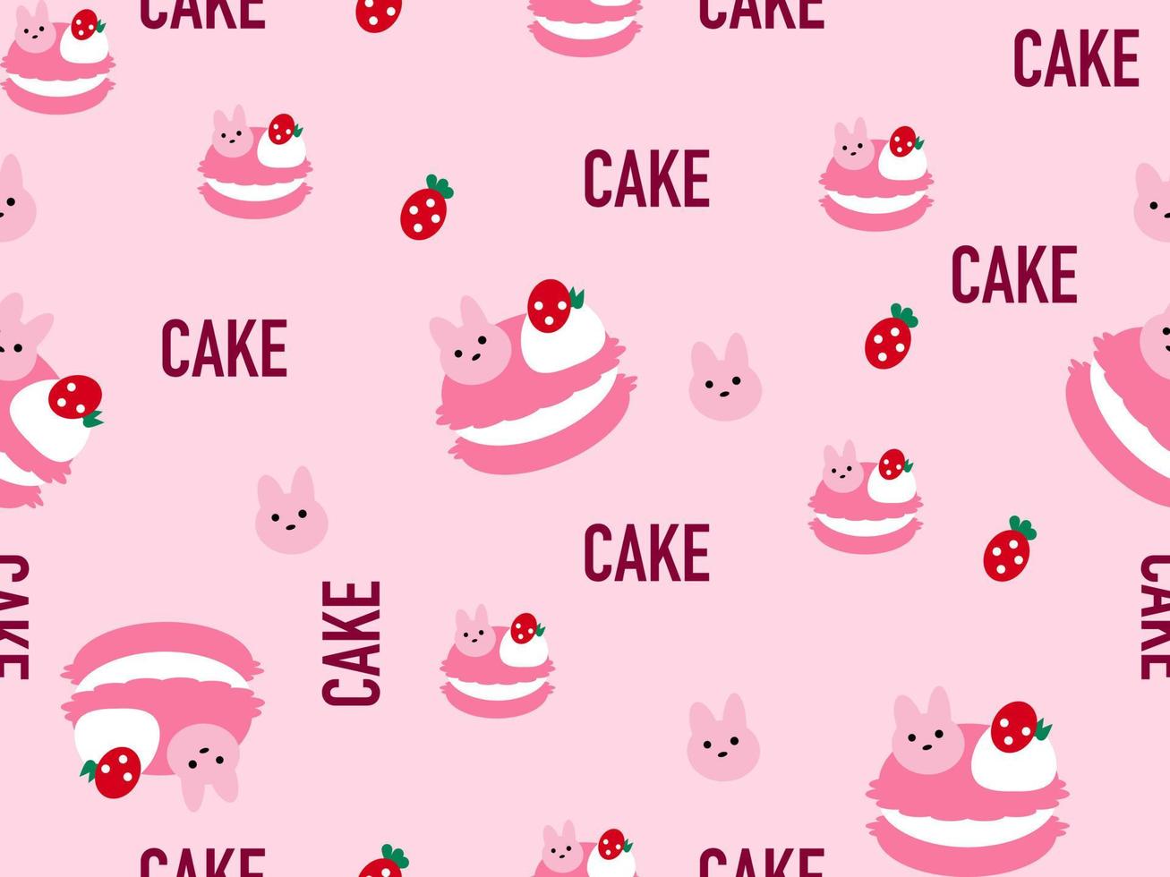 cake cartoon character seamless pattern on pink background vector